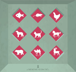Abstract creative concept vector set of animals icons for web