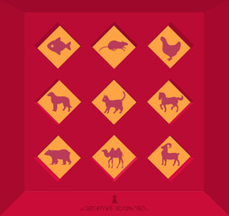 Abstract creative concept vector set of animals icons for web
