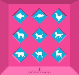 Abstract creative concept vector set of animals icons for web