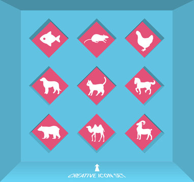 Abstract creative concept vector set of animals icons for web