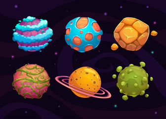 Set of cartoon fantasy planet © lilu330
