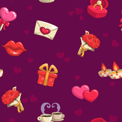 Cute romantic seamless pattern