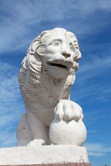 Old sculpture of a lion on an spit of Elagin Island, St. Petersburg
