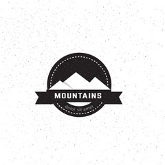 Mountain design element in vintage style. Label, logo, badge and other design. Retro vector illustration.
