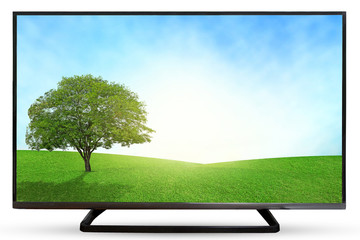Television sky or monitor landscape isolated on white background