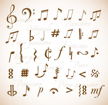 Vintage music notes and signs 