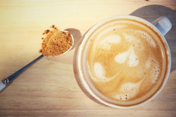 Vintage latte art coffee