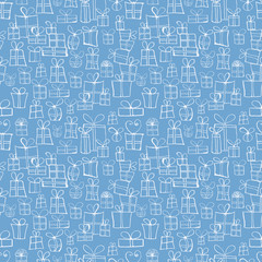 Seamless texture with gift boxes. 