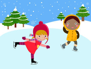 Fototapeta premium Skating children