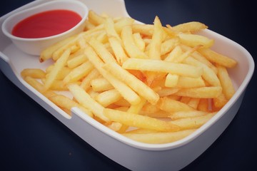 French fries with ketchup