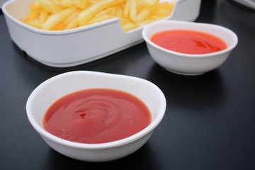 French fries with ketchup