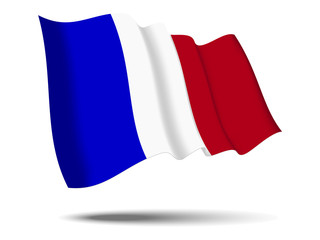 illustration france flag waving Isolated on White Background,vector