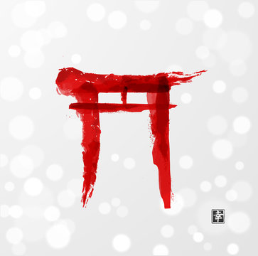 torii gate, ink wash, yokai, portrait | Midjourney