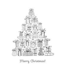 Xmas card with Christmas tree 