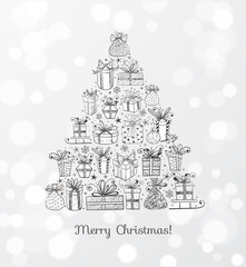 Xmas card with Christmas tree 