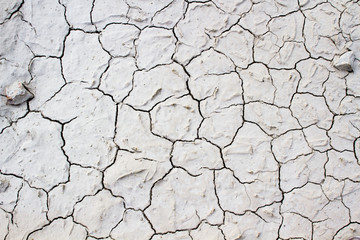 Land with dry and cracked ground. Desert