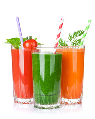Fresh vegetable smoothie. Tomato, cucumber, carrot