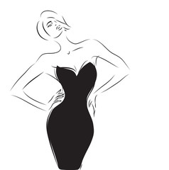 Woman with an Elegant  Black Dress