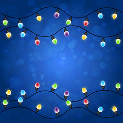Merry christmas with Colourful Glowing Christmas Lights