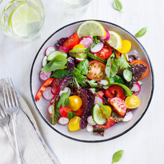 healthy salad with fresh summer vegetables