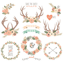 Wedding Floral Antlers Elements