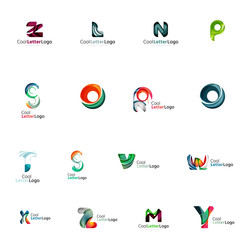 Set of colorful abstract letter corporate logos created with