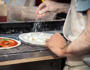 Pizza baker at work