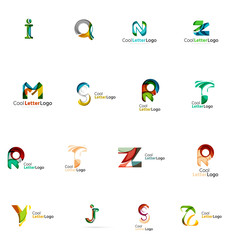 Set of colorful abstract letter corporate logos created with