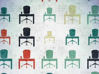 Fototapeta premium Business concept: Office icons on Digital Paper background