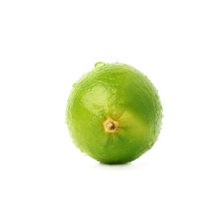 Lime fruit covered with the multiple water drops, isolated over