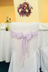 ribbon bow / Festive wedding ceremony chair decoration of lightweight violet fabric