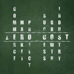 Business concept: word Zero cost in solving Crossword Puzzle