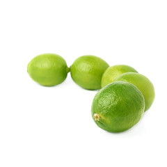 Five limes fruits composition isolated over the white background