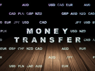 Finance concept: Money Transfer in grunge dark room