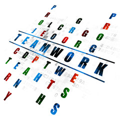 Business concept: word Teamwork in solving Crossword Puzzle