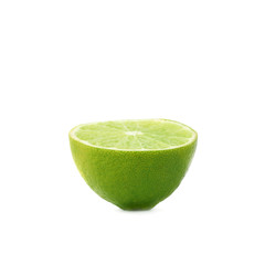 Ripe lime cut in half isolated over the white background