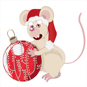 white mouse and ball Christmas