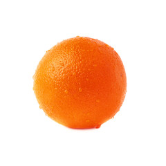 Orange fruit covered with the multiple water drops, isolated