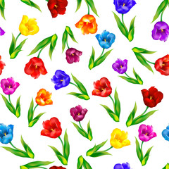 Tulip, floral background, seamless pattern. Vector illustration.