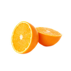Served orange fruit composition isolated over the white