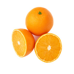 Served orange fruit composition isolated over the white