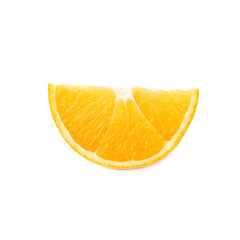 Slice section of orange isolated over the white background