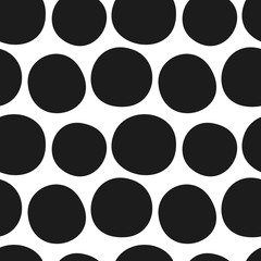 Vector hand drawn black and white seamless pattern. Doodle