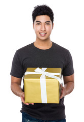 Man hold with present box