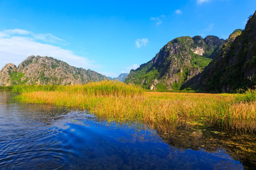 Van Long natural reserve in Ninh Binh, Vietnam 