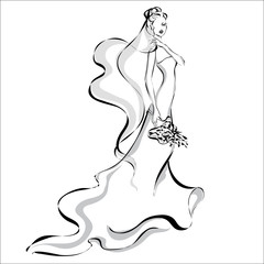 Fototapeta premium Wedding Day invitation with beautiful fiancee