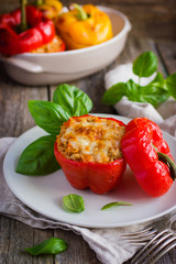 Stuffed peppers with meat, rice and vegetables
