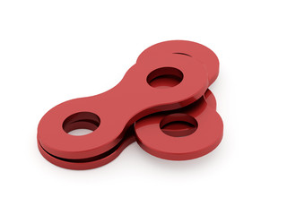 Bicycle chain rendered on white background