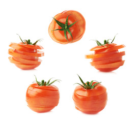 Tomato cut in slices isolated