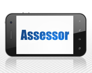 Insurance concept: Smartphone with Assessor on display